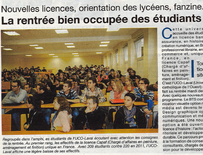 article Courrier de la Mayenne - rentre UCO Laval